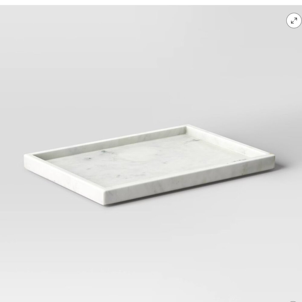 New Rectangle White Marble Tray